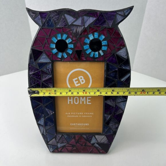 Mosaic Owl Art Tile Multicolor Photo Frame For 4 X 6 Photos Earthbound Trading - Picture 8 of 8